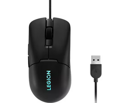 Lenovo Legion M300s RGB Gaming Mouse – Lightweight, Ambidextrous, 8000 DPI, 6 Buttons – Black for precise, comfortable gaming.