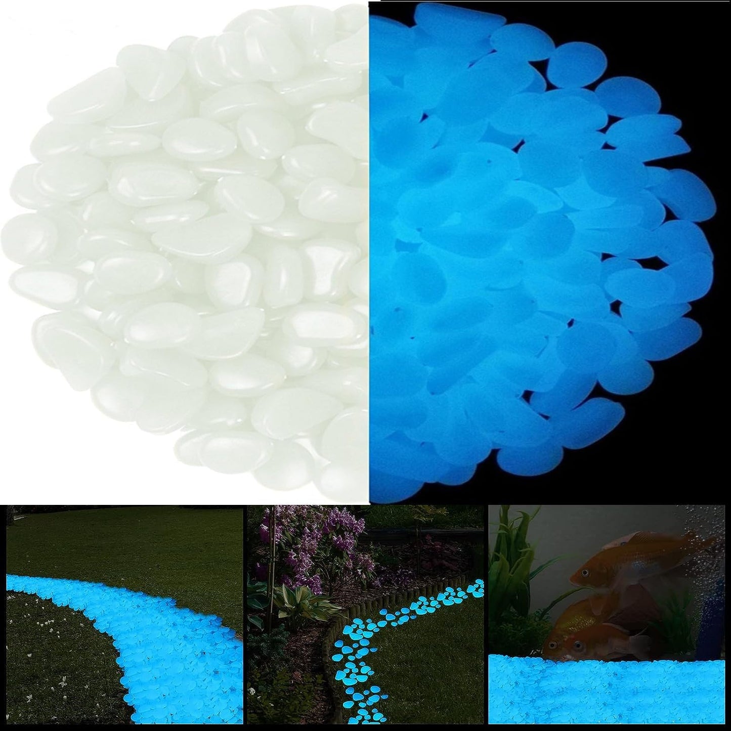 Glow-in-the-Dark Pebbles White Luminous Stones (250g)