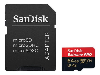 SanDisk Extreme PRO 64GB microSDXC UHS-I Memory Card   SD Adapter – U3, V30, A2, 4K UHD, 200MB/s