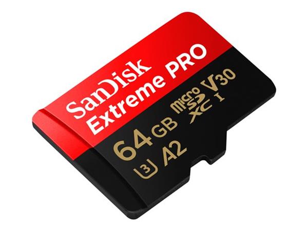 SanDisk Extreme PRO 64GB microSDXC UHS-I Memory Card   SD Adapter – U3, V30, A2, 4K UHD, 200MB/s for creators