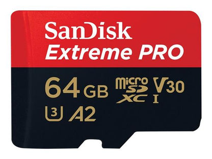 SanDisk Extreme PRO 64GB microSDXC UHS-I Memory Card   SD Adapter – U3, V30, A2, 4K UHD, 200MB/s