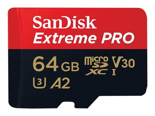 SanDisk Extreme PRO 64GB microSDXC UHS-I Memory Card   SD Adapter – U3, V30, A2, 4K UHD, 200MB/s