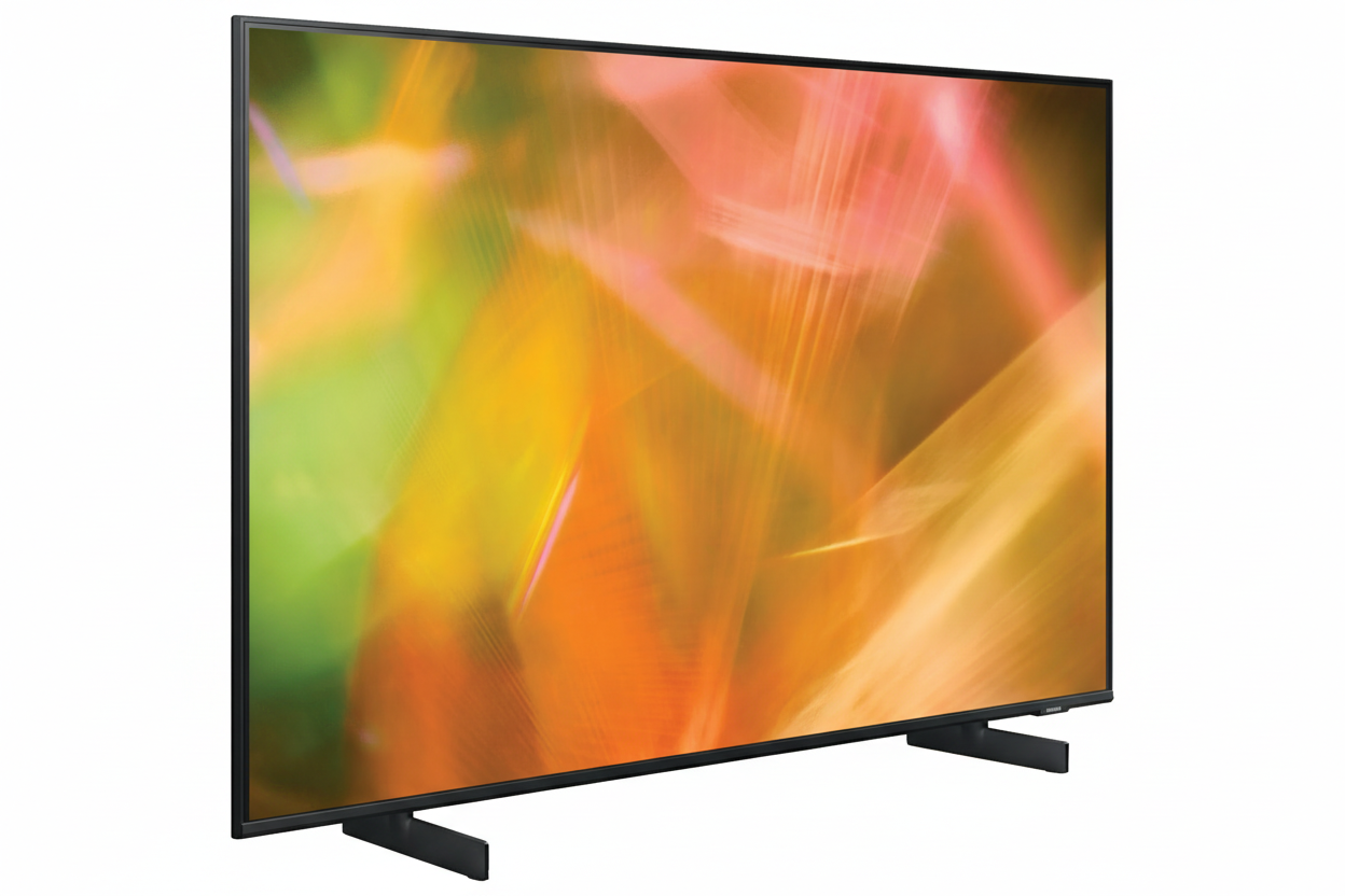 43-inch Crystal UHD 4K display showing a nature scene with vibrant HDR color.

