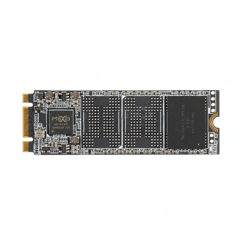 Top-down view showing the SSD's label and model number.

