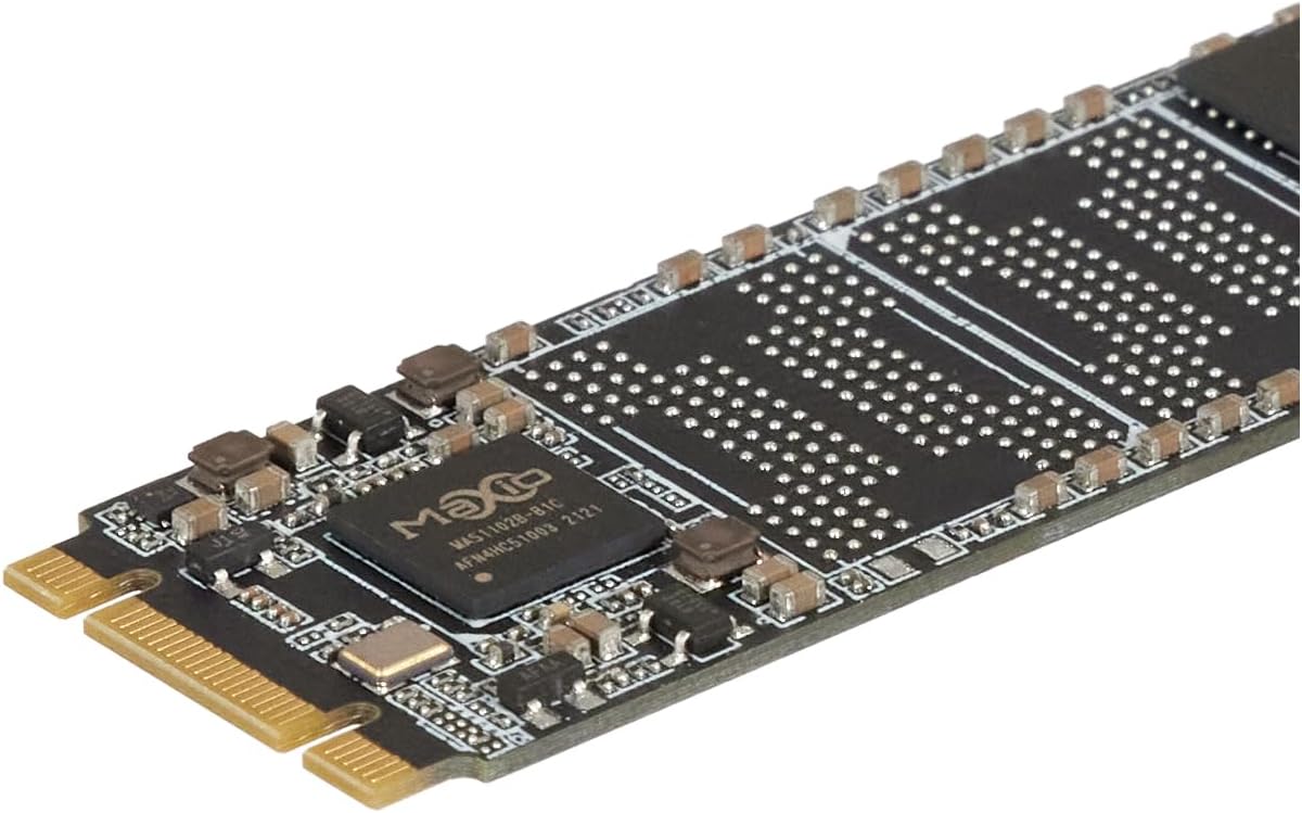 The black Hikvision SSD displayed at an angle on an anti-static bag.

