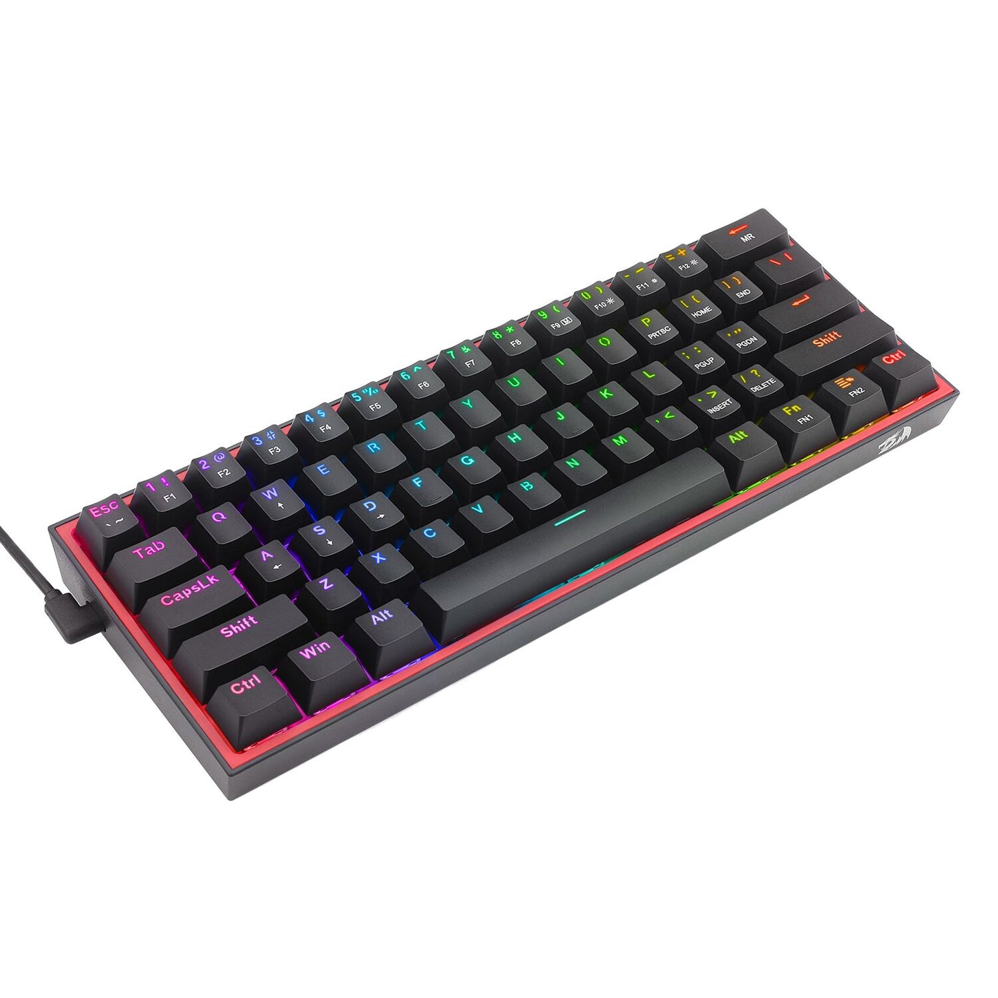 Redragon K616 FIZZ Pro 61-Key RGB mechanical gaming keyboard in black with RGB lighting, wireless/wired options, and hot-swappable switches.