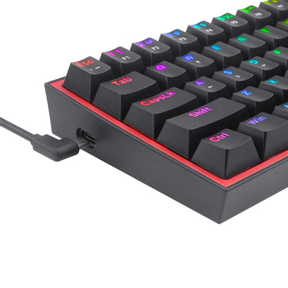 Redragon K616 FIZZ Pro 61-Key RGB Mechanical Gaming Keyboard – Black with wireless/wired, hot-swappable switches.