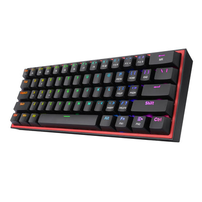 Redragon K616 FIZZ Pro 61-Key RGB Mechanical Gaming Keyboard in black with wireless/wired connectivity and hot-swappable switches.