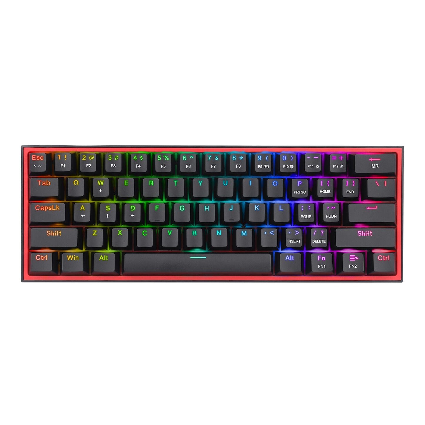 Redragon K616 FIZZ Pro 61-Key RGB Mechanical Gaming Keyboard in black with customizable RGB lighting, wireless/wired, hot-swappable keys.