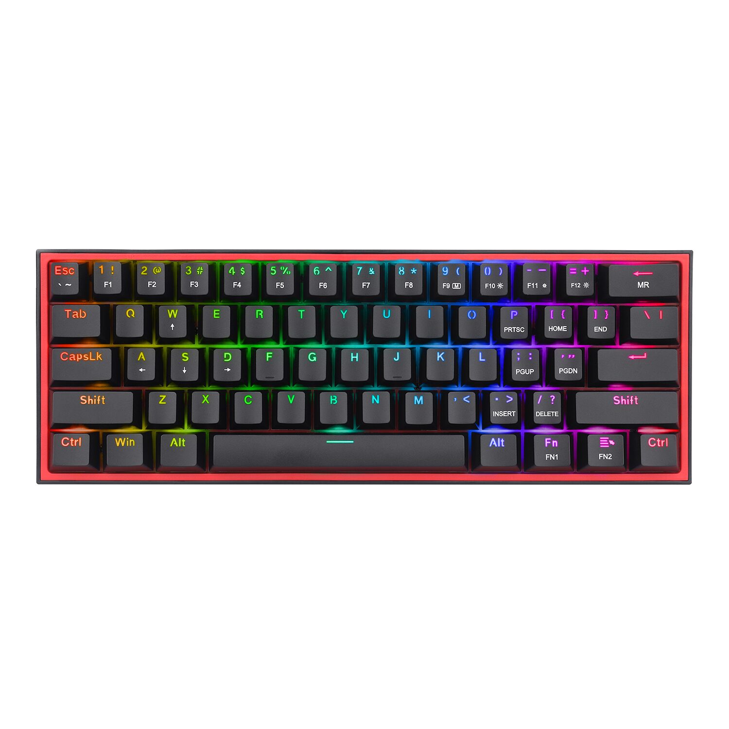 Redragon K616 FIZZ Pro 61-Key RGB Mechanical Gaming Keyboard in black with customizable RGB lighting, wireless/wired, hot-swappable keys.
