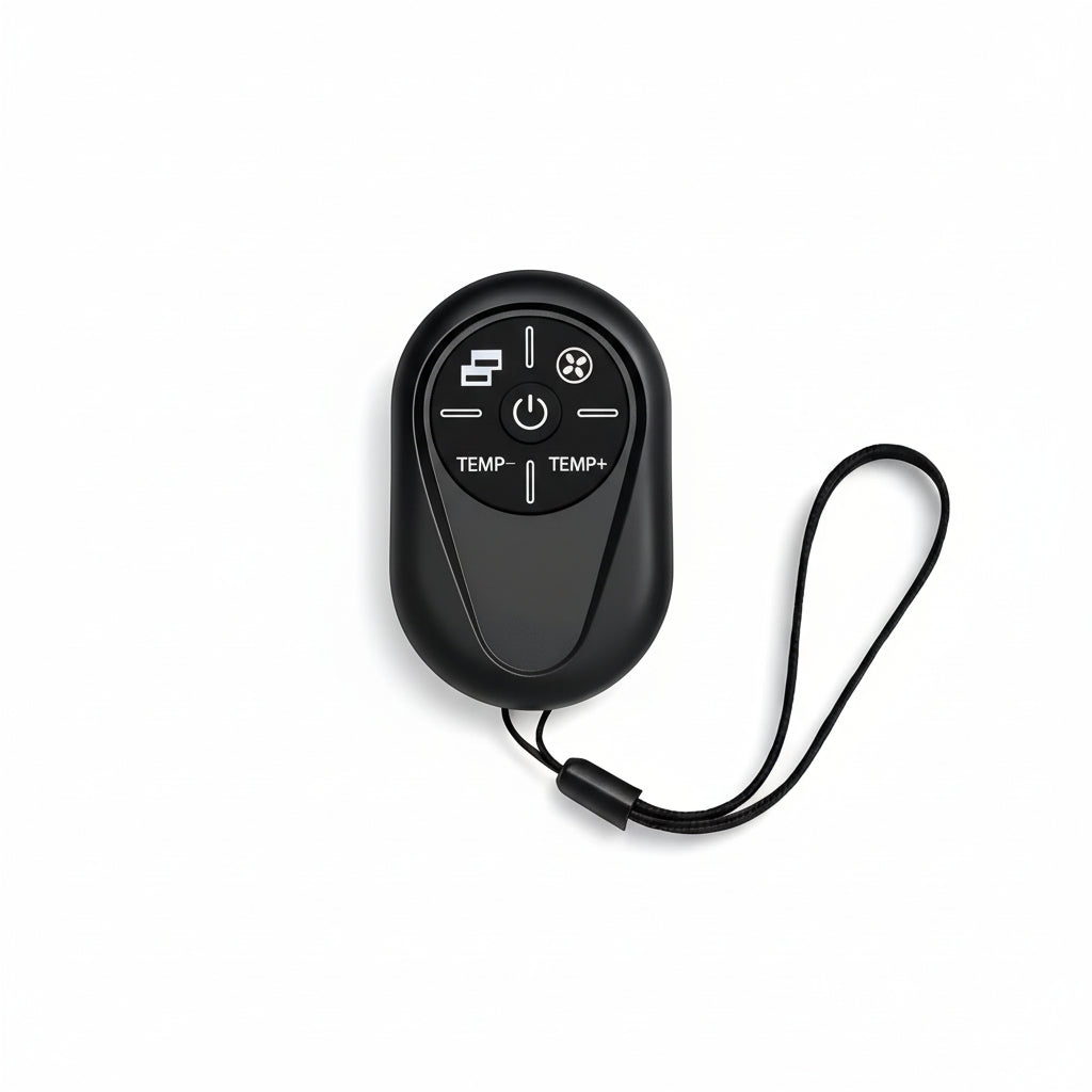 Front view of the black M-Link K8 universal remote control.


