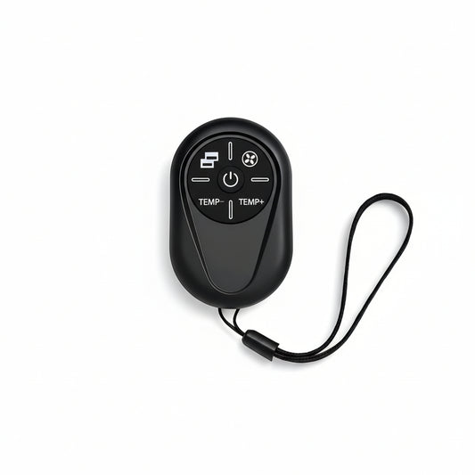 Front view of the black M-Link K8 universal remote control.


