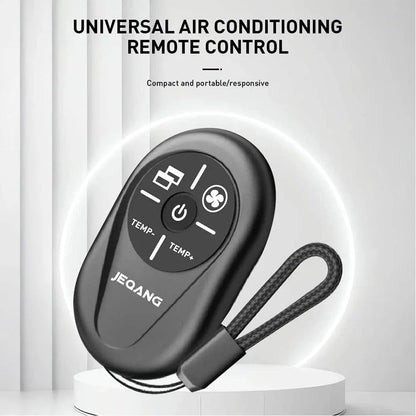The remote pointed at a split-type air conditioner unit.

