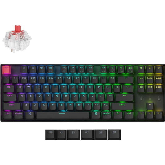Keychron K8 QMK 80% TKL Wireless Mechanical Keyboard V2 Red Switches - Black