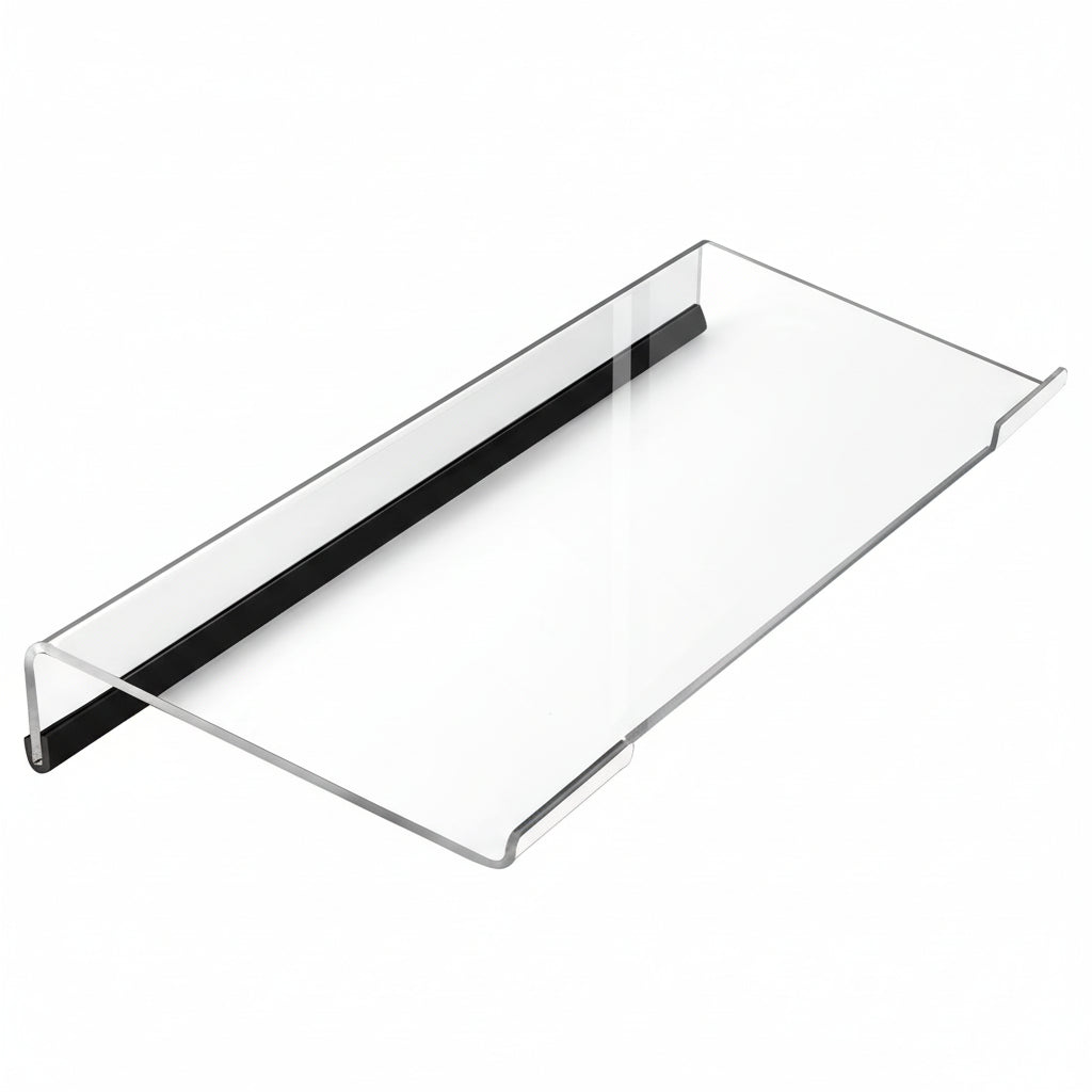 M-Link acrylic keyboard stand with black wrist pad front view