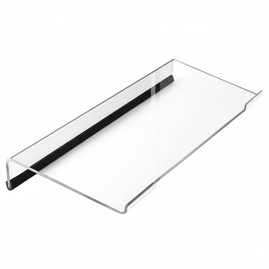 M-Link acrylic keyboard stand with black wrist pad front view
