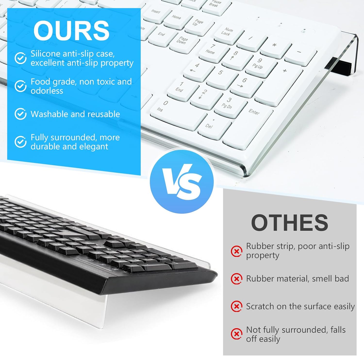 Side view of M-Link acrylic keyboard stand