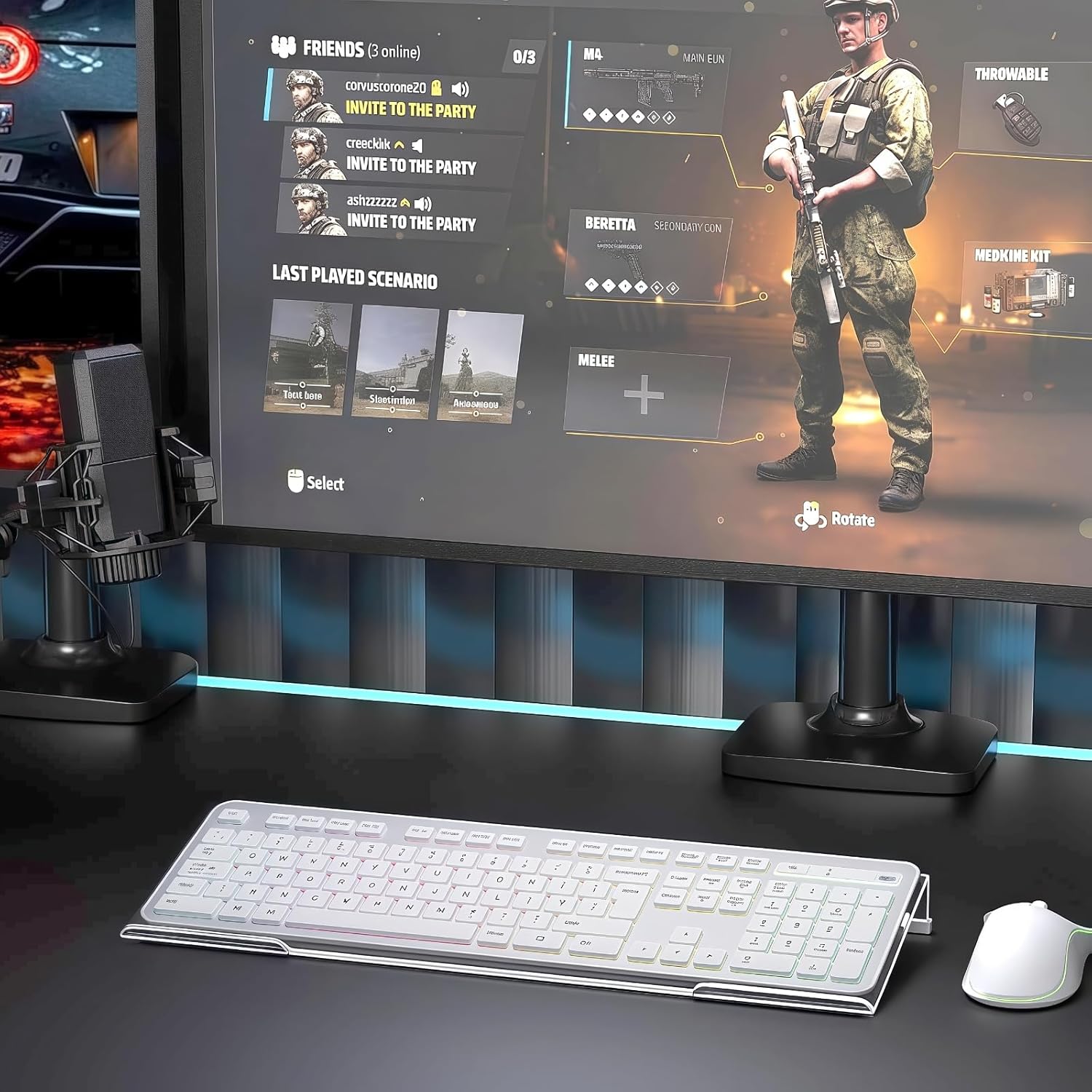 M-Link acrylic keyboard stand on office desk