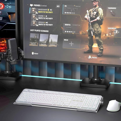 M-Link acrylic keyboard stand on office desk