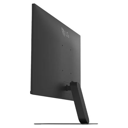 LG 27BF410B-B.AFBQ 27-inch black FHD IPS monitor – rear angled view showing stand and VESA mounting area