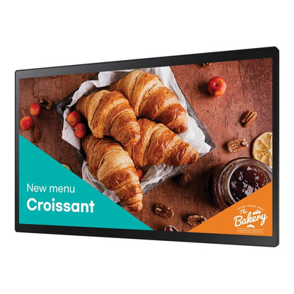 Display showing interactive home screen UI.

