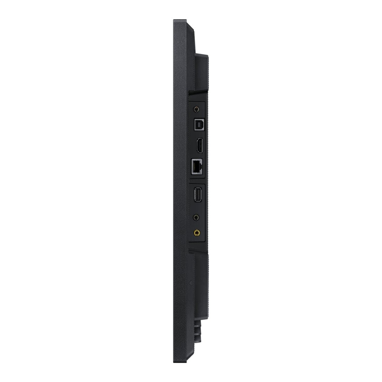 Display mounted in portrait orientation on a stand.

