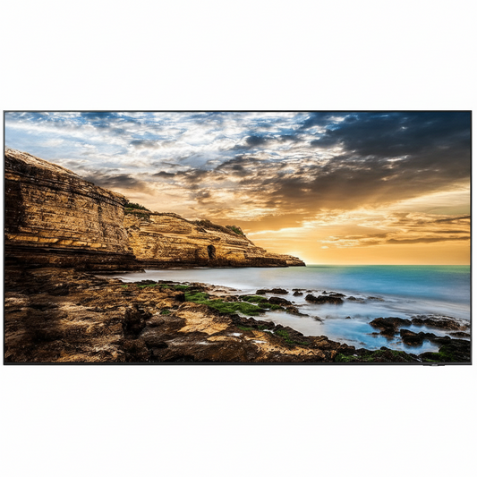 Samsung QE85T 85-inch digital signage display front view.

