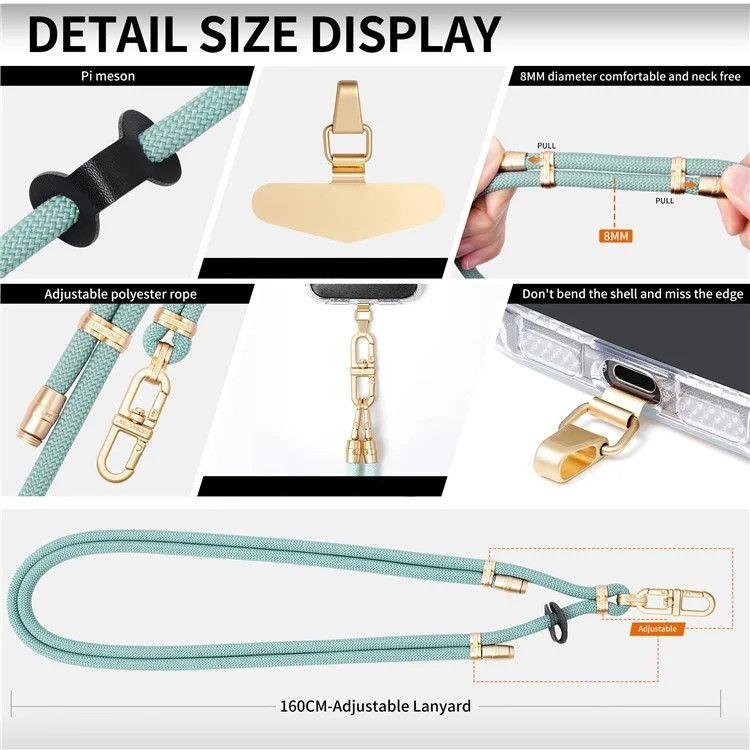 The silver clip ring attached to the mint lanyard.

