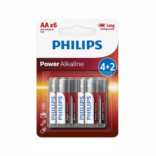 Philips LR6 AA Power Alkaline Batteries 6 Pack
