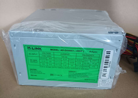 M-Link 450W Micro ATX PSU Computer Power Supply (PSU) offers compact, efficient power for micro ATX cases.