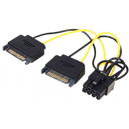 Close-up of the 8-pin (4+4) CPU connector on an M-Link SATA power adapter cable.

