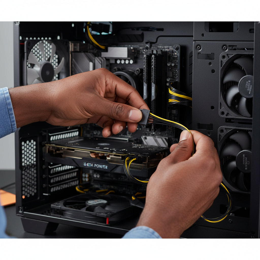 Side-by-side view of two M-Link SATA to 8-pin CPU power cables from the 2-pack.

