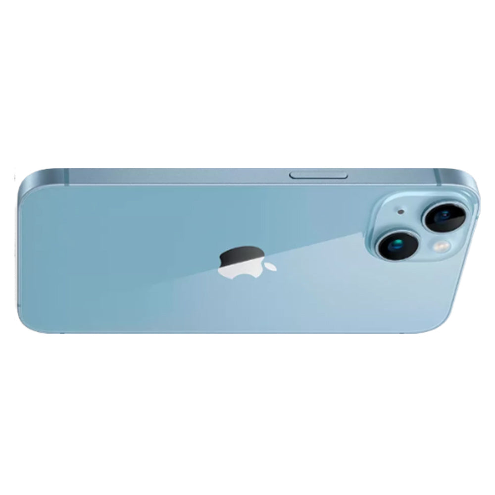 Apple iPhone 14 512GB Blue, 6.1-inch unlocked, rear view showing blue glass back and dual camera
