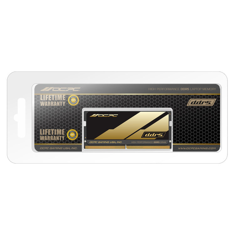 OCPC VS 16GB DDR5-4800 SO-DIMM laptop memory (MSV16GD548C40) – retail packaging or rear view