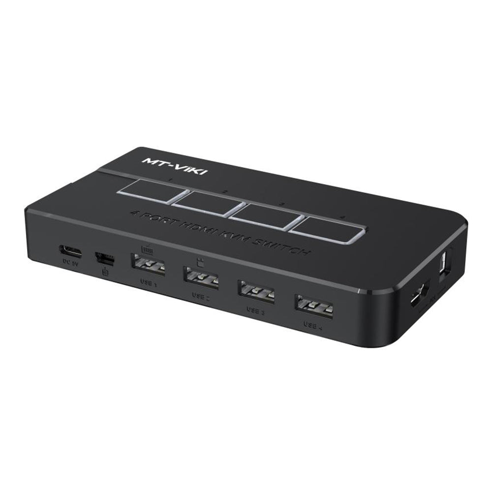 MT-VIKI 4 Port Manual HDMI KVM Switch 4K 30Hz with USB Hub & Desktop Controller