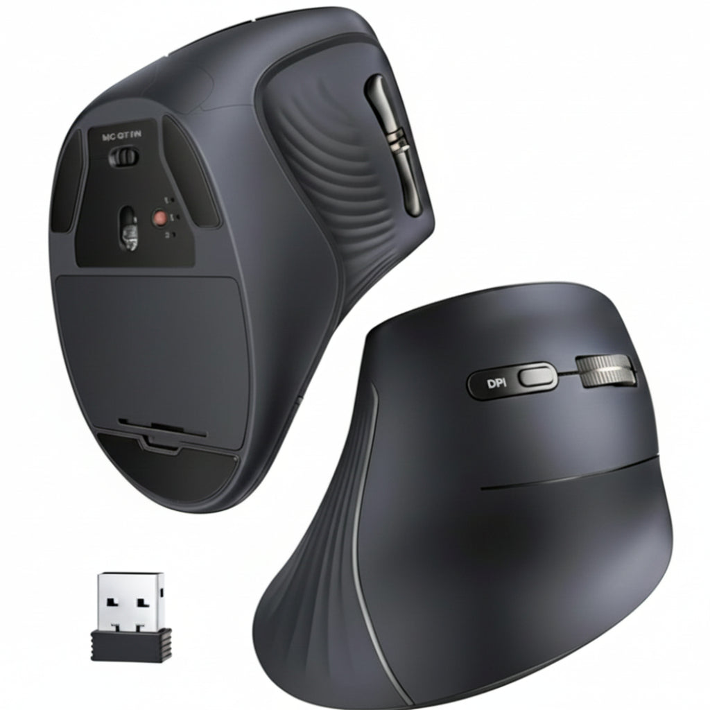 UGreen Multi-Mode Vertical Ergonomic Mouse Bluetooth & 2.4G Wireless 4000 DPI Black