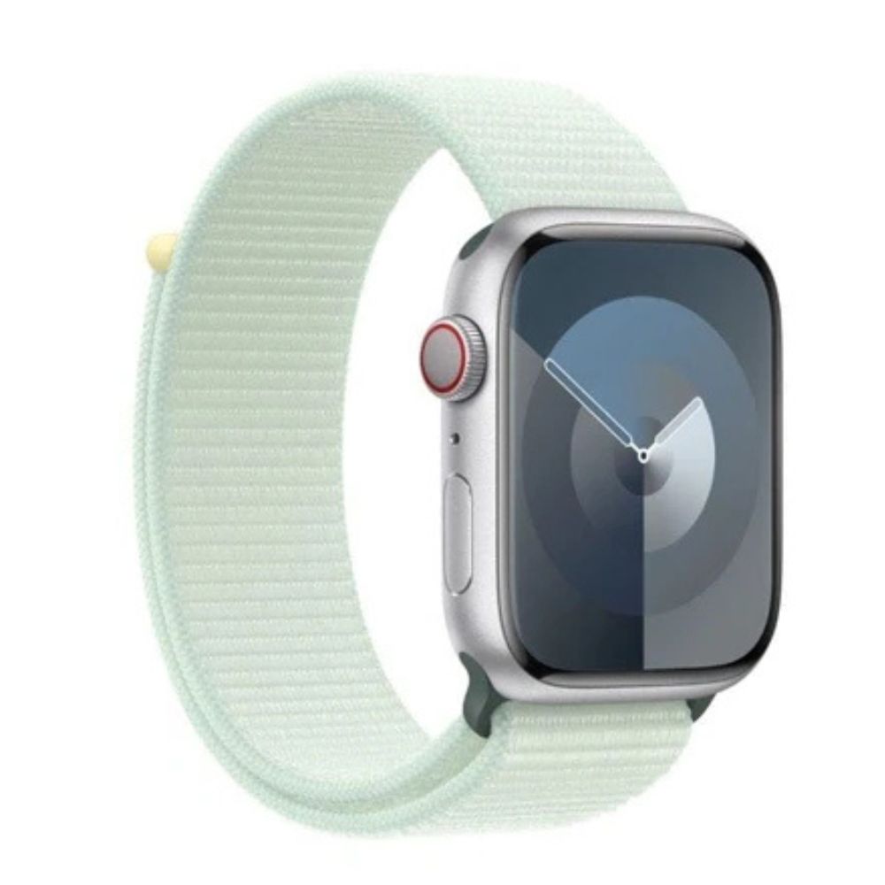 Apple Watch 45mm with Soft Mint Sport Loop (MW4Q3ZM/A), breathable adjustable double-layer woven nylon strap