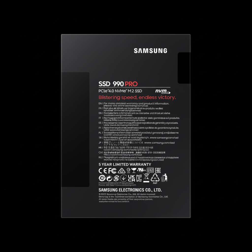 Samsung 990 PRO SSD showing compact M.2 2280 form factor