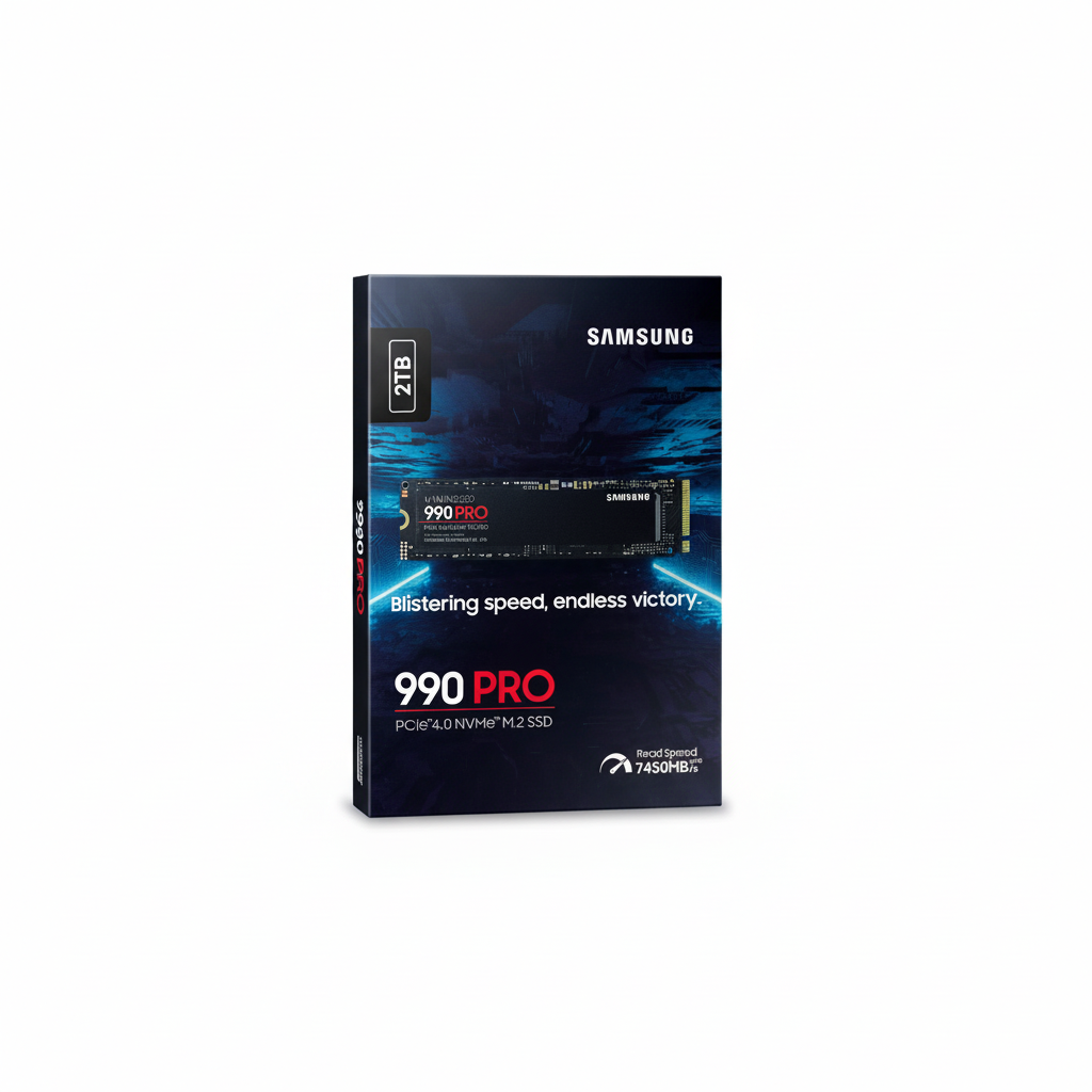 Samsung 990 PRO NVMe SSD connected to desktop PC motherboard
