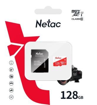 Netac ECO 128 GB Class-10 microSD Card with Adapter – 30 MB/s Read, Compact storage for everyday devices.