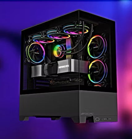 OCPC Mid-Tower Case - Stylish Black Steel and Tempered Glass Design, OCCASAATXBK - No PSU Included, perfect for gamers.