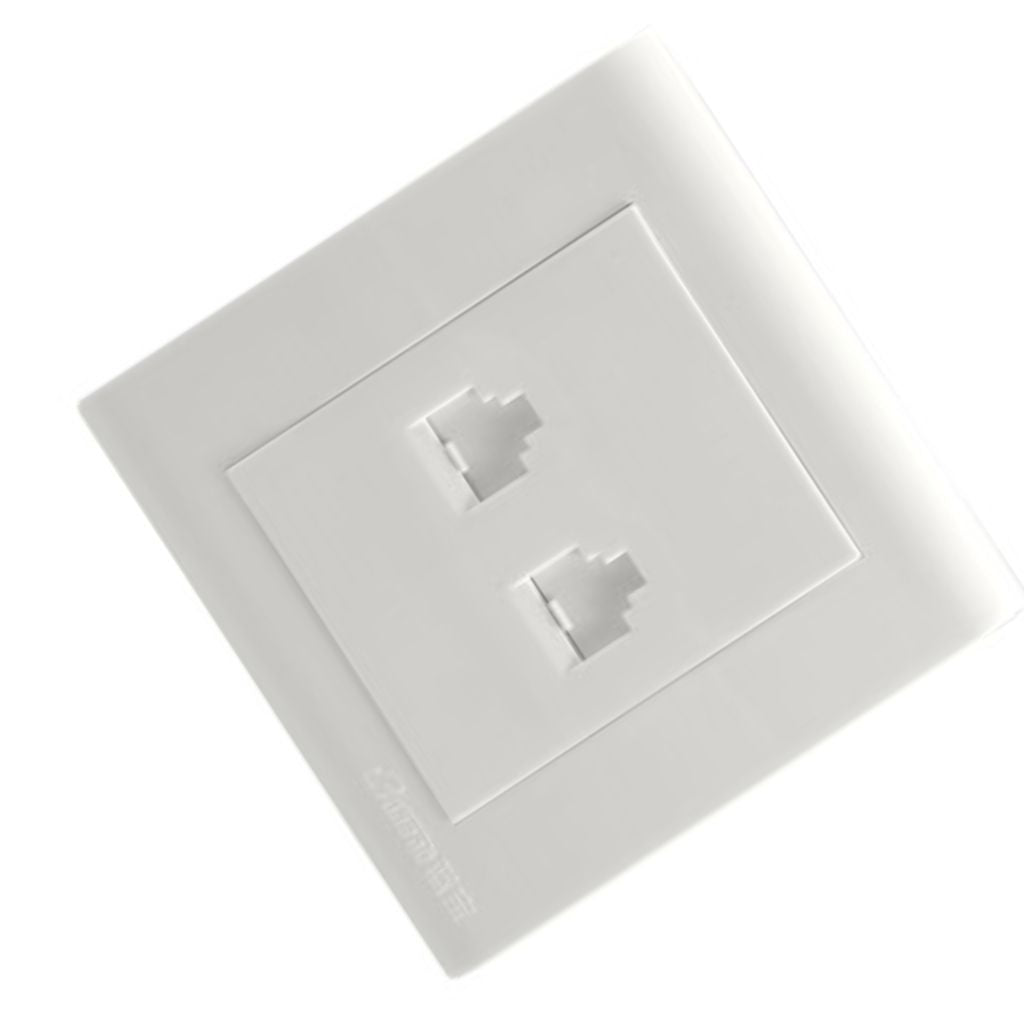 Wall-mount network and telephone faceplate NET014