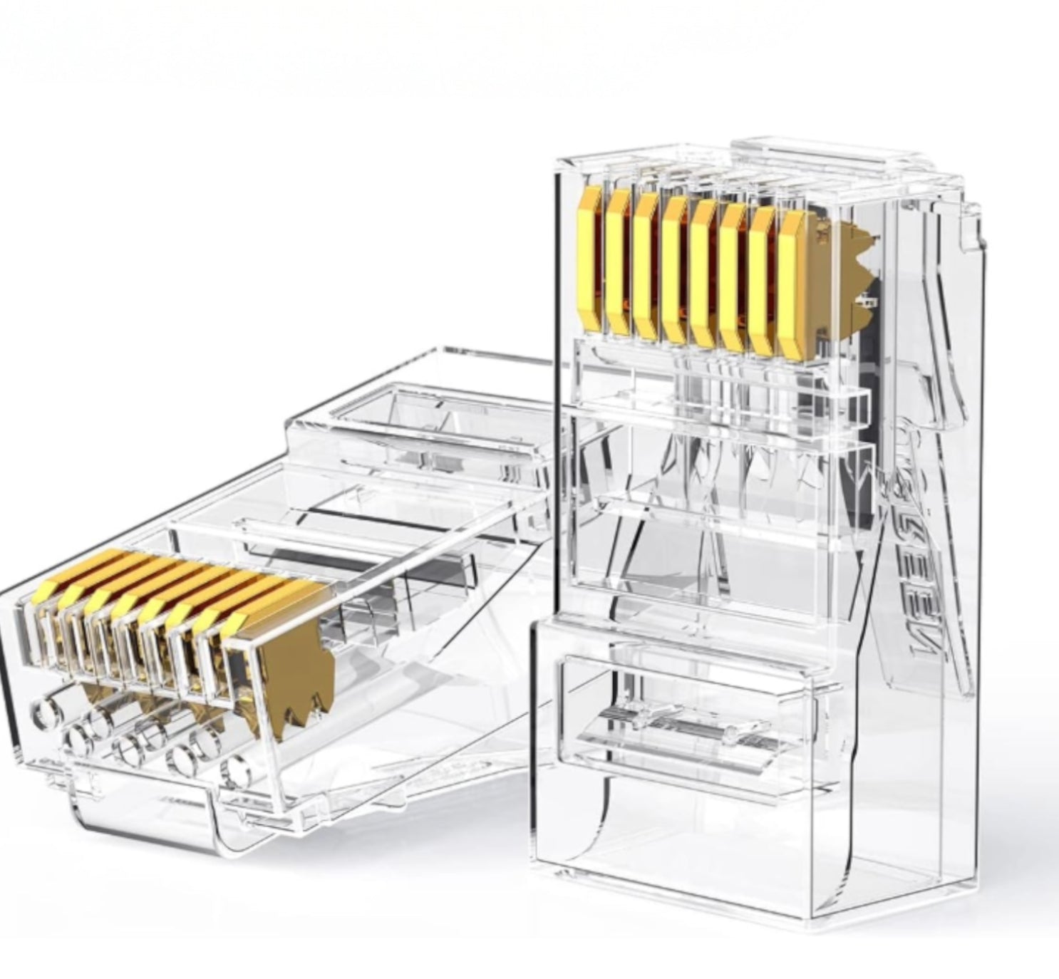 UGreen Cat6 RJ45 Modular Plugs 50 Pack Transparent Ethernet Connectors Gold Contacts