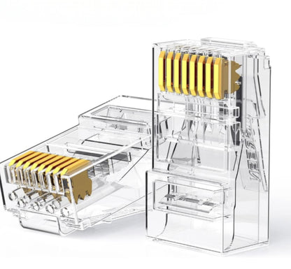 UGreen Cat6 RJ45 Modular Plugs 50 Pack Transparent Ethernet Connectors Gold Contacts