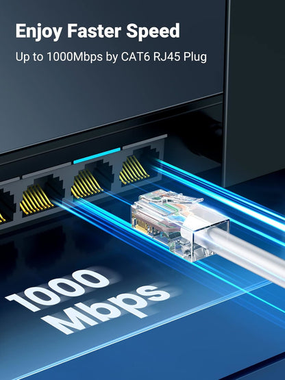 UGreen Cat6 RJ45 Modular Plugs 50 Pack Transparent Ethernet Connectors Gold Contacts