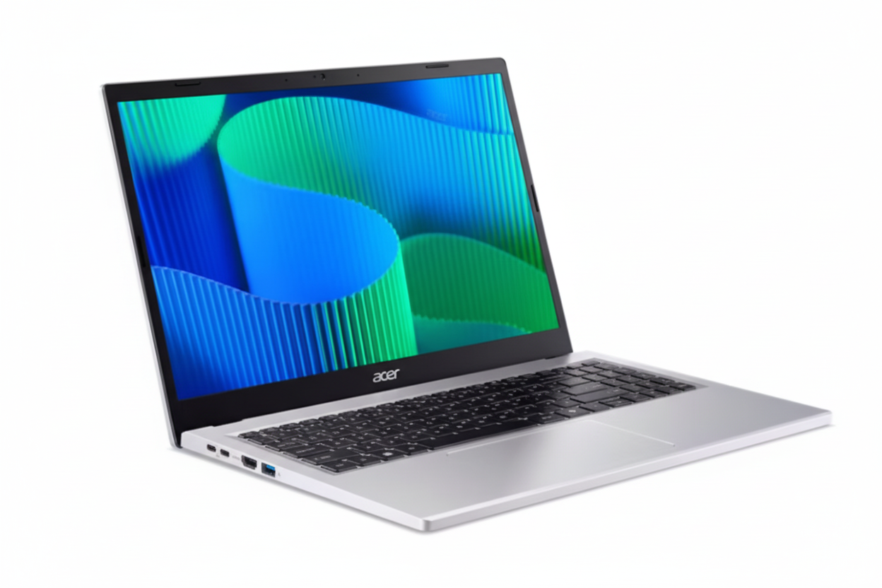 The laptop open, showing the 15.6-inch display and full-size keyboard.

