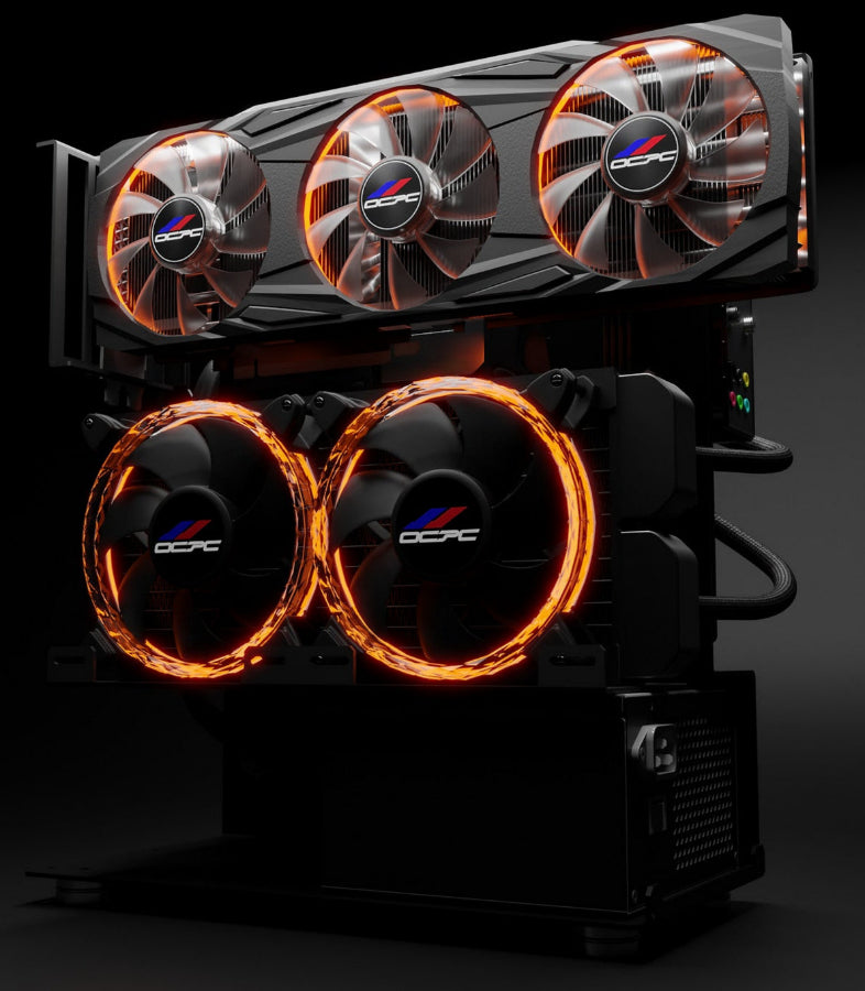 OCPC Micro M-ATX Open Air Computer Chassis - No PSU - Supports ATX PSU, designed for compact, stylish builds.