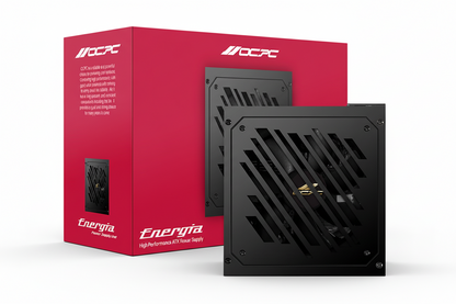 Side view of the OCPC 550W PSU showing the 120mm hydraulic bearing fan grille.

