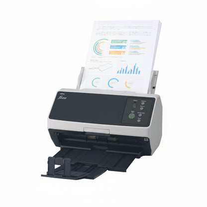 Side view of RICOH FI-8150 showing USB and Ethernet ports