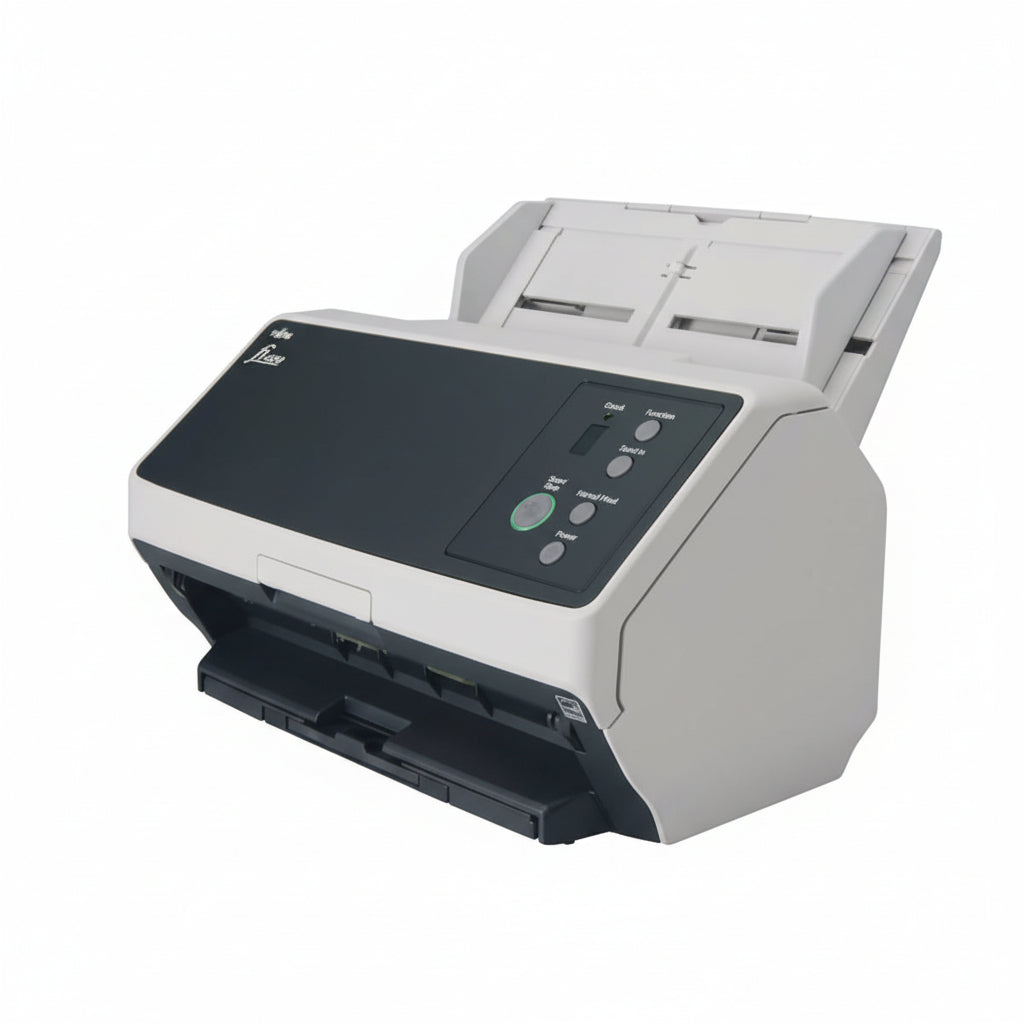Top view of RICOH FI-8150 with open ADF for mixed document scanning